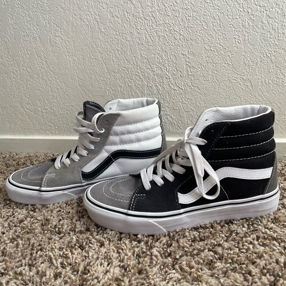 Vans Black and Gray High-Top Sneakers Unisex 7 5.5